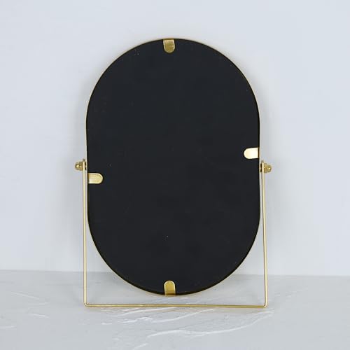Oval Gold Vanity Mirror with Stand - 5.9 x 8.9 inches