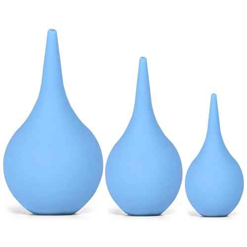 3 Pack Hand Bulb Ear Syringes, Soft Reusable Rubber Suction Ear Bulb Syringe Ball, Baby Ear Cleaning Bulb, Ear Washing Squeeze Bulb for Kids, Adults, Pet (3 Sizes)