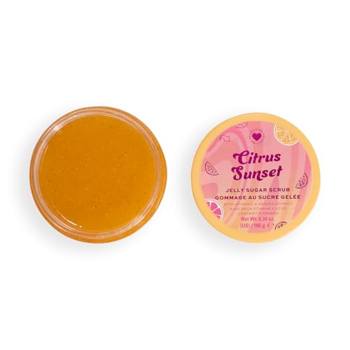 I Heart Revolution Citrus Crush Sugar Scrub, Coconut Oil-Based Body Scrub, With Vitamin C, Skin Exfoliator, Cruelty-Free & Vegan, 6.34 oz