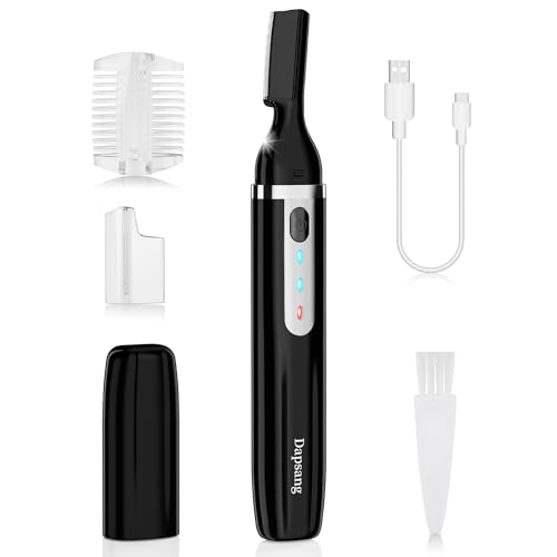 Eyebrow Trimmer, Electric Eyebrow Razor for Women Men, Rechargeable Painless LED Light Facial Hair Shaver Remover with Rinseable Blade for Face Lips Neck Leg