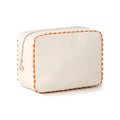 THOVSMOON Canvas Makeup Bag for Women Natural & Orange Rick Rack Trim