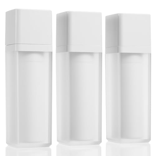 3Pcs Empty Airless Pump Bottles, Travel Airless Pump Containers, Empty Refillable Airless Pump, Foundation Travel Pump Bottle for Toner, Gel, Hair Oil, Lotion, Shampoo and Face Cream (30ML)