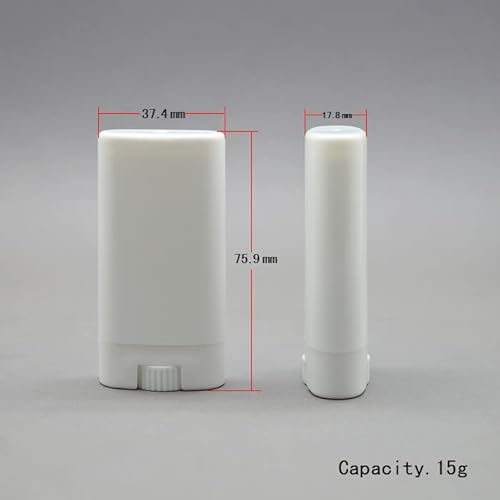 10 PCS plastic empty 15g / 0.5 oz travel size white oval shaped lip balm tube deodorant containers 15ml lipstick tube Twist up hair wax container