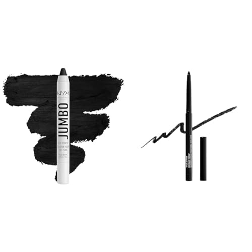 NYX PROFESSIONAL MAKEUP Jumbo Eye Pencil & wet n wild 16-Hour Waterproof Eyeliner Bundle - Black Bean & Blackest Black