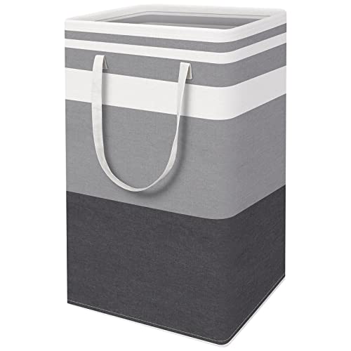 HomeHacks Large Laundry Basket, Waterproof, Freestanding Laundry Hamper, Collapsible Tall Clothes Hamper with Extended Handles for Clothes Toys in The Dorm and Family Gradient Grey,88L