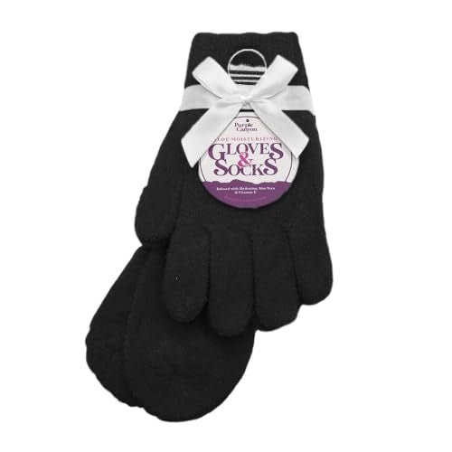 Black Fuzzy Socks and Gloves Set with Aloe & Vitamin E