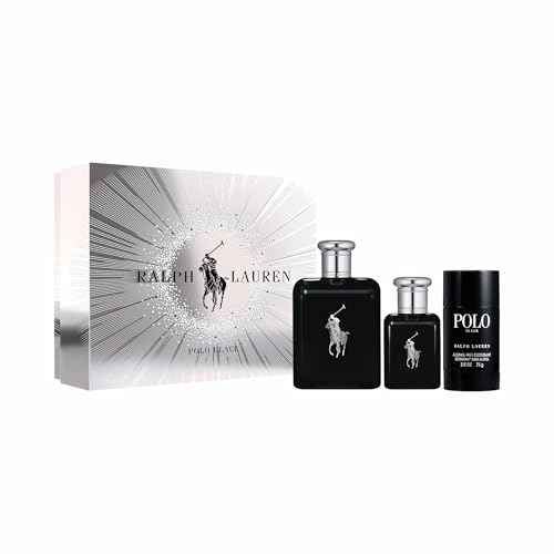 Ralph Lauren - Polo Black Eau de Toilette - Men's Cologne Trio Set ($124 Value) - Full Size, 4.2 Fl Oz, Travel Size, 1.35 Fl Oz & Deodorant
