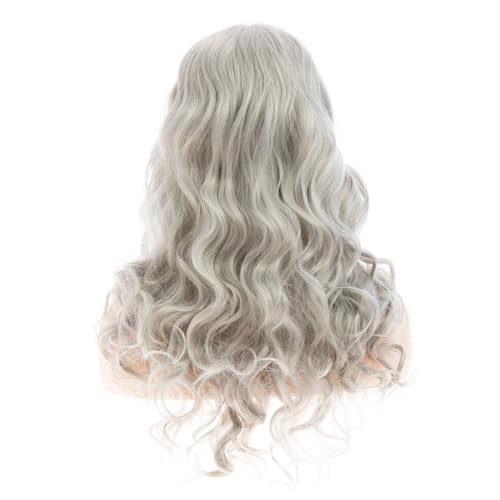 Gray Curly Wavy Lace Front Wig 20" - Synthetic Heat Resistant