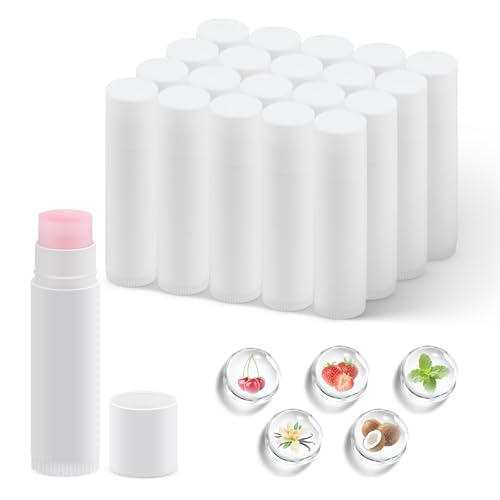 50-Pack Unlabeled Lip Balm Bulk ? Natural Shea Butter & Vitamin E, 5 Flavors ? Blank Tube Custom Labels for Party & Wedding Favors, Baby Shower & Gift Basket Filling