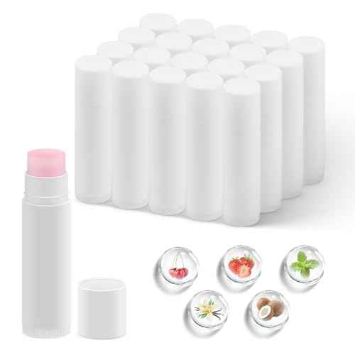 100-Pack Unlabeled Lip Balm Bulk ? Natural Shea Butter & Vitamin E, 5 Flavors ? Blank Tube Custom Labels for Party & Wedding Favors, Baby Shower & Gift Basket Filling