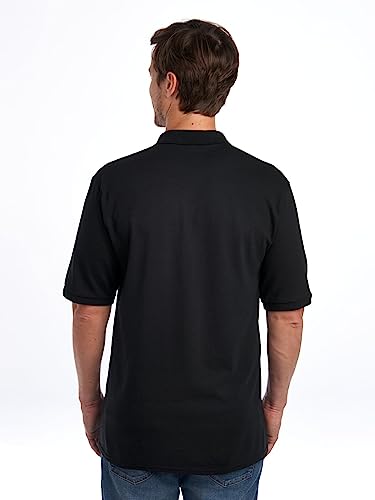 Jerzees Men's SpotShield Stain Resistant Polo Shirts (Short & Long, Short Sleeve-Black, Medium