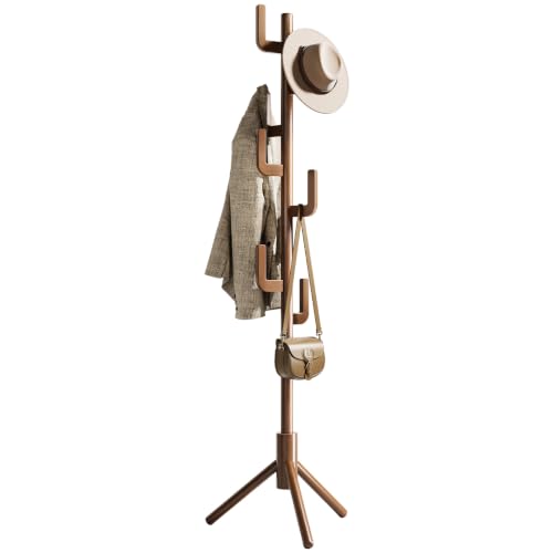Yoobure Solid Wood Cactus Coat Rack with 8 Hooks - Adjustable Height
