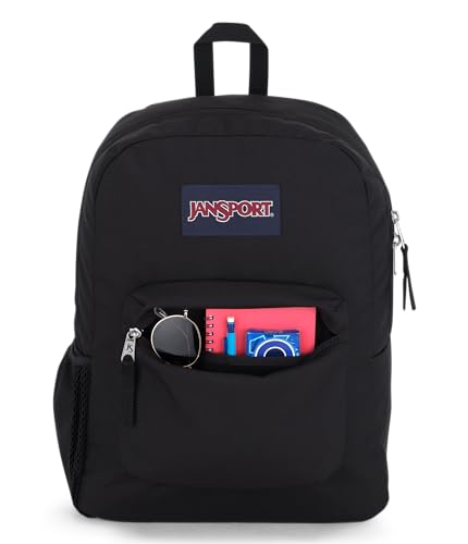 JanSport Cross Town Backpack 17" x 12.5" x 6" - Simple Bag for Everyone with 1 Main Compartment, Front Utility Pocket - Premium Class Accessories - Black