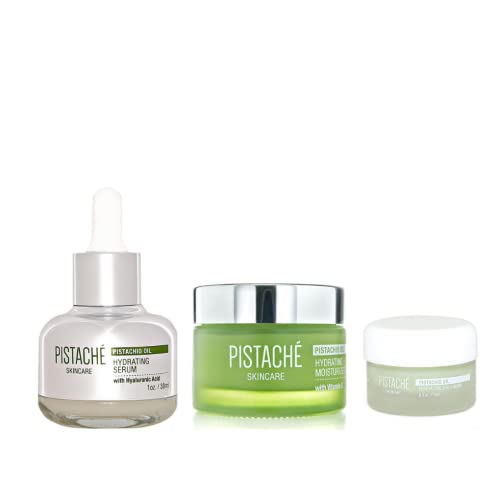 Pistach? Skincare Pistachio Oil Ultimate Face Trio Set | Hyaluronic Acid Face Serum, Eye Cream & Face Moisturizer | Hydrating & Nourishing Skincare