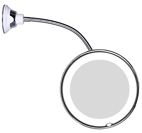 JiBen 10X Magnifying Makeup Mirror with LED Light & Gooseneck