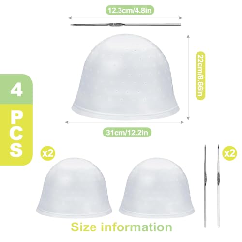 Reusable Silicone Hair Highlighting Cap Set for DIY Hair Coloring & Bleaching