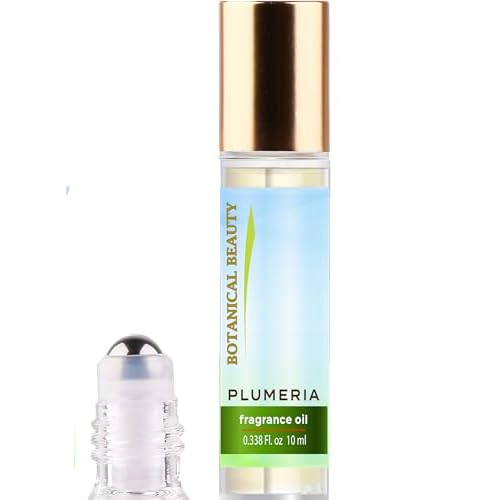 Botanical Beauty PLUMERIA FRAGRANCE OIL ROLL-ON 0.338 Fl.oz 10 ml Rollerball Perfume, Alcohol-Free, Long Lasting