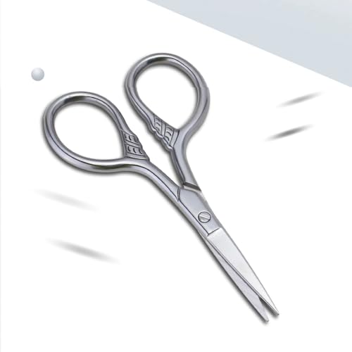 Facial Hair Small Grooming Scissors Tool Kit, Silver Stainless Steel Beauty Grooming Scissors for Men Women, with Synthetic Leather Case, for Beard, Moustache, Eyebrows, Nose, Ear Trimming(2 Pcs)