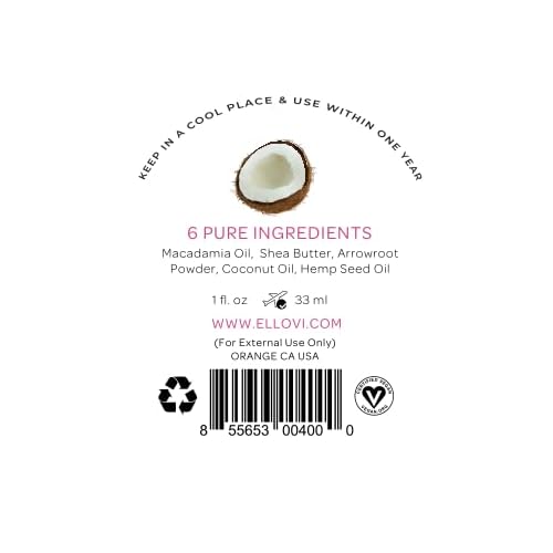 Ellovi All-Natural Body Butter - Original - Pure Enough to Eat - Made With Just 6 Vegan Ingredients - Ultra-Rich 100% Plant-Based Hydrating Moisturizer For Naturally Healthy Skin (1 fl. oz/33ml)