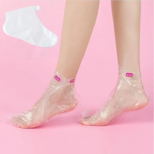 Disposable Plastic Foot Covers & Paraffin Wax Liners - 400 Pack with Stickers