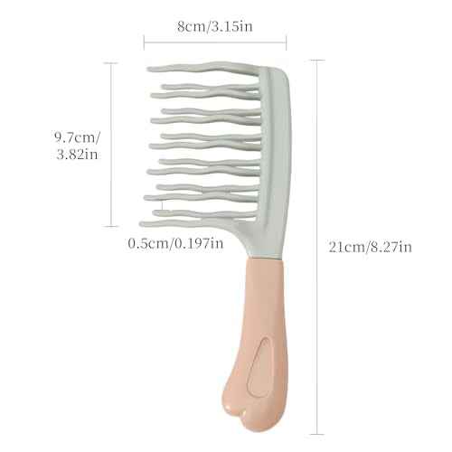 Wide Tooth Comb for Curly, Detangling Hair Brush with Double-layer Wavy Tooth Design and Ergonomic Handle for Long/Thick Dry/Wet Hair for Women/Girl without Straighten the Curl HairStyle