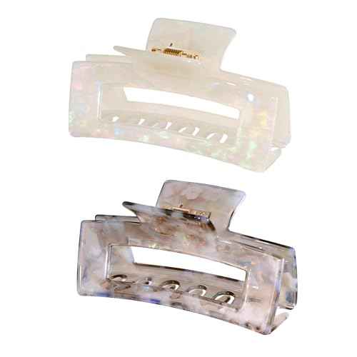 Large Cellulose Acetate Hair Claw, 4.1 Inch Tortoise Shell Claw Clip Banana Clips Hair Claw Clips for Thick Curly Hair, Hair Jaw Clamp Fashion Hair Accessories for Women Ladies (2 Pack)