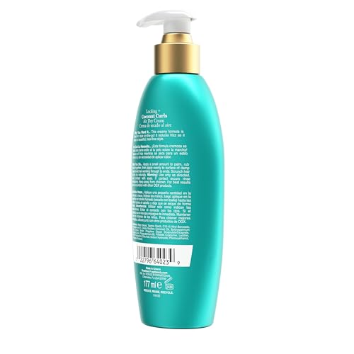 OGX Locking + Coconut Curls Air Dry Cream - Frizz-Control Hair Cream, 6 oz