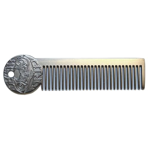 Metal Mustache & Beard Comb ? Dual-Sided Pocket Comb for Men, Fine & Wide Teeth for Precise Styling ? Durable, Compact, Travel-Friendly Grooming Tool for Facial Hair Care
