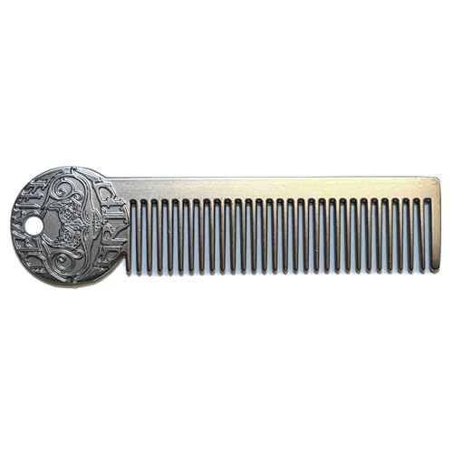 Metal Mustache & Beard Comb ? Dual-Sided Pocket Comb for Men, Fine & Wide Teeth for Precise Styling ? Durable, Compact, Travel-Friendly Grooming Tool for Facial Hair Care