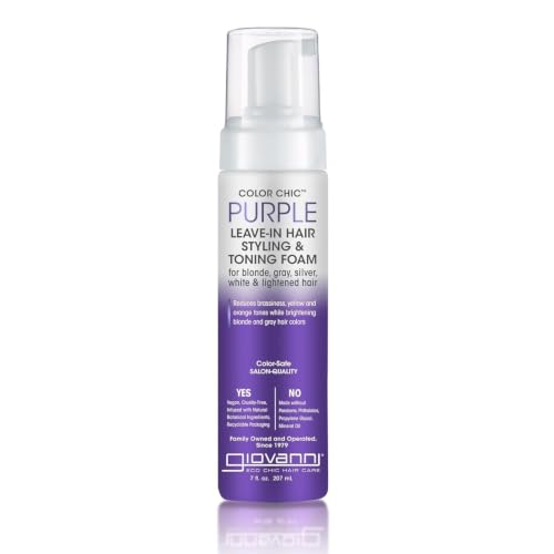 GIOVANNI Purple Leave-In Toning Foam for Blonde & Gray Hair, 7 fl oz