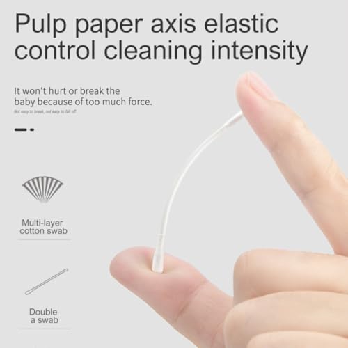 Baby Cotton Swabs - 400 Count Organic Dual-Headed Ear & Nose Cleaners for Newborns & Kids