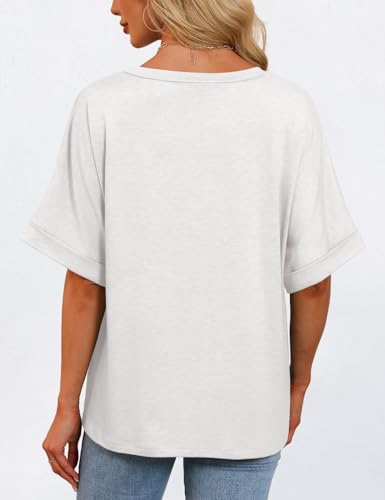 GKBK Women's Oversized V Neck T-Shirt - Casual Summer Top