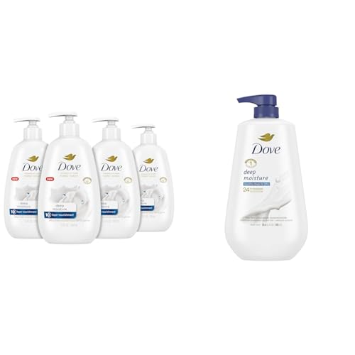 Dove Advanced Care Hand Wash Deep Moisture 4 Count for Soft, Smooth Skin, More Moisturizers & Body Wash with Pump Deep Moisture For Dry Skin Moisturizing Skin Cleanser