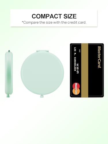 Getinbulk Compact Pocket Mirror with 1x/2x Magnification - Cyan