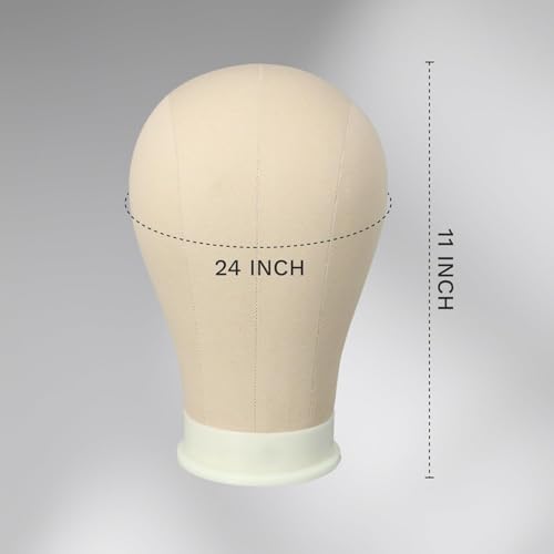 24 Inch Canvas Block Wig Head Mannequin with Mount Hole