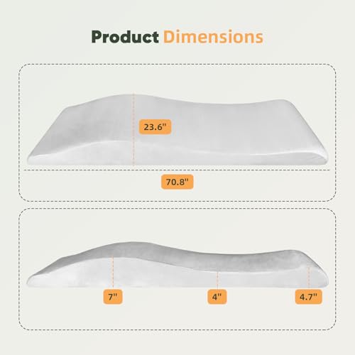 FAHKNS Lash Bed Topper Milky White 70.8 x 23.6 in Ergonomic High-Density Foam