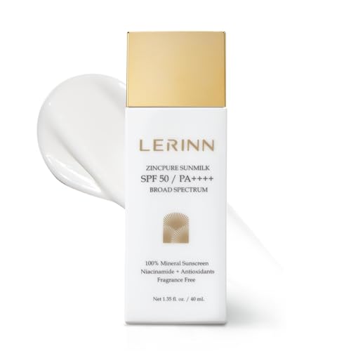 ZincPure Sunmilk SPF 50 PA++++, 100% Mineral Zinc Oxide Face Sunscreen, Broad Spectrum UVA/UVB, Lightweight, No White Cast, Fragrance-Free Daily Moisturizer for Sensitive Skin (40 ml)