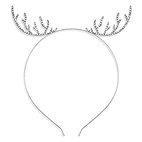 Guqqeuc Christmas Antler Headband for Xmas Party Tiara for Boys Girls Rhinestone Reindeer Headband Christmas Hair Accessories for Xmas Party Supplies