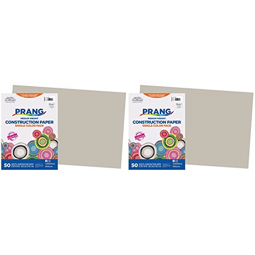 Prang (Formerly SunWorks) Construction Paper, Gray, 12" x 18", 50 Sheets (Pack of 2)