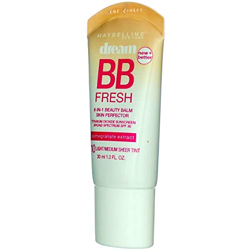 Maybelline Dream Fresh BB 8-in-1 Beauty Balm Skin Perfector SPF 30, Light/Medium, 1 oz (Pack of 2)