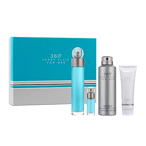 Perry Ellis 360 Men's 4-Piece Gift Set – 3.4oz EDT & Body Spray