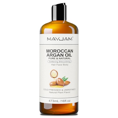 MAYJAM 16 Oz Organic Moroccan Argan Oil for Skin Hair Face & Body Moisturizer