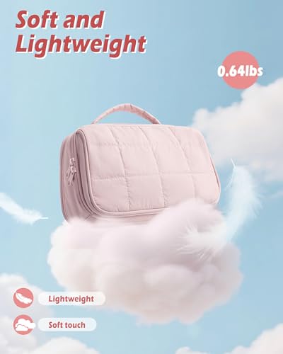 Marscamd Travel Makeup Bag - Waterproof Pink Organizer for Cosmetics