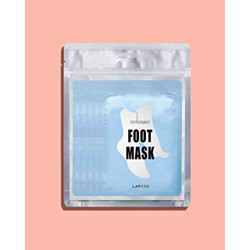LAPCOS Foot Mask, Moisturizing Spa Treatment with Peppermint and Lavender, Repair Dry Cracked Heels & Feet, Korean Beauty Favorite, 5-Pack
