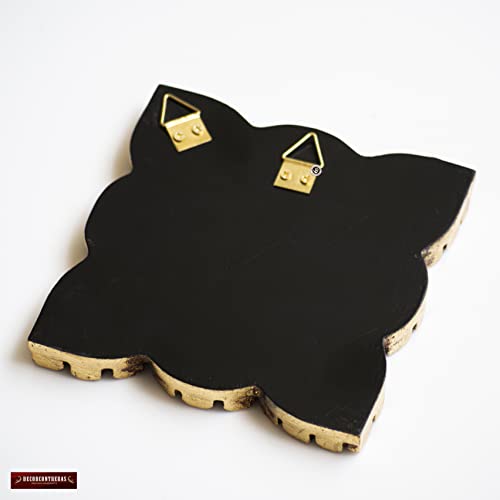 Small Gold Mirror Wall Decorative | Square Accent Mirrors for Wall Decor Bedroom Living Room | Diamond Bronze Leaf Wood Wall Mirror from Peru