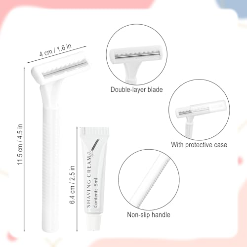 Disposable Razors in Bulk, Bulk Razors with Knife Cap, Individually Packaged Disposable Razors Bulk with Shaving Cream for Hotels, Shelters, Homeless, Nursing Homes, Charities, White (30)