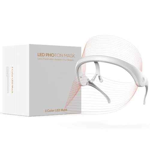 LED Face Mask Light Therapy Facial Photon Beauty Device with USB Cable 3 Colors LED Skin Care Treatment Mask for Facial Rejuvenation, Anti-Aging