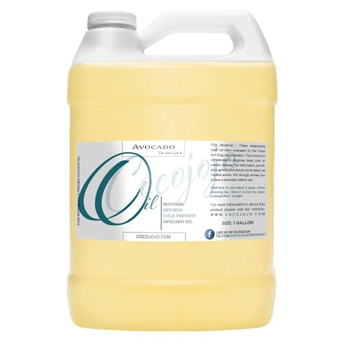 Dr Joe Lab Avocado Oil - Pure, Refined, Cold Pressed, Unscented, Non-GMO, Filtered, Carrier Gallon Oil - 128 oz - for Skin, Hair, Nails, Body, Beard, Cosmetic Formulation
