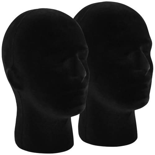 2 Pack Black Velvet Mannequin Head Wig Stand 11"