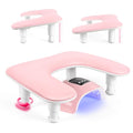 Adjustable U-Shaped Nail Arm Rest - Pink PU Leather